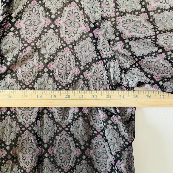 Worthington Womens Purple Long Sleeve Medallion Tile Button Up Blouse Size 2X - Picture 6 of 8